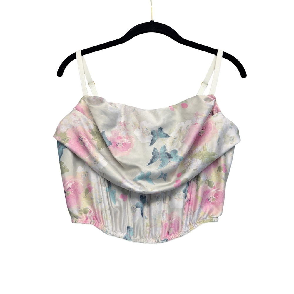 NWT Victoria's Secret Corset Satin Floral Butterfly‎ Pastel Womens M-DD Bustier